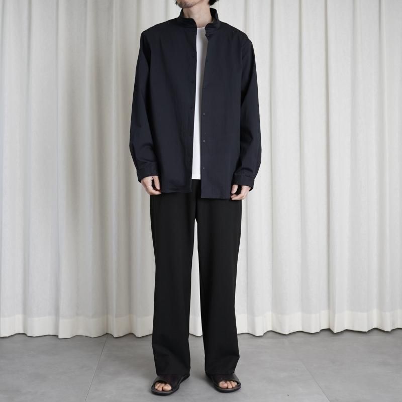 YAECA 䥨 COMFORT SHIRT STAND COLLAR SHIRT / NAVY