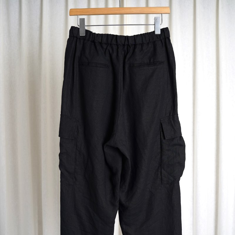 24SS】 【WIRROW ウィロウ】 LINEN CARGO PANTS -UNISEX- / BLACK