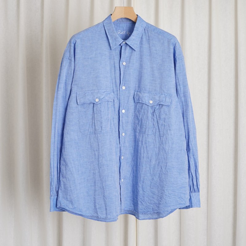 Porter Classic ポータークラシック】 ROLL UP LINEN COTTON SHIRT (CANCLINI) / BLUE -  Avelia ONLINE STORE