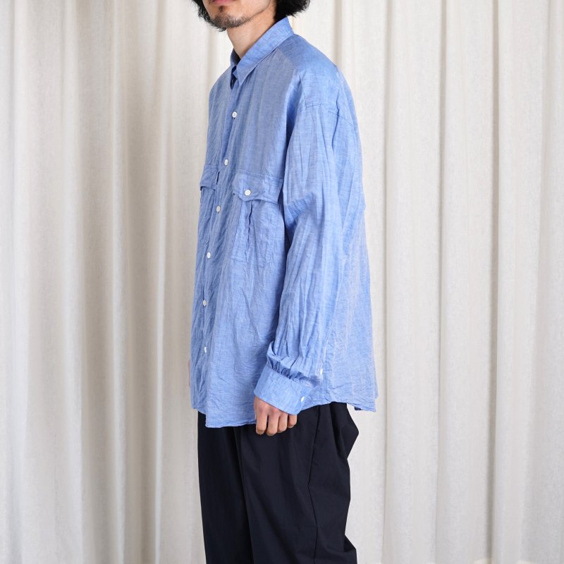 Porter Classic ポータークラシック】 ROLL UP LINEN COTTON SHIRT (CANCLINI) / BLUE -  Avelia ONLINE STORE