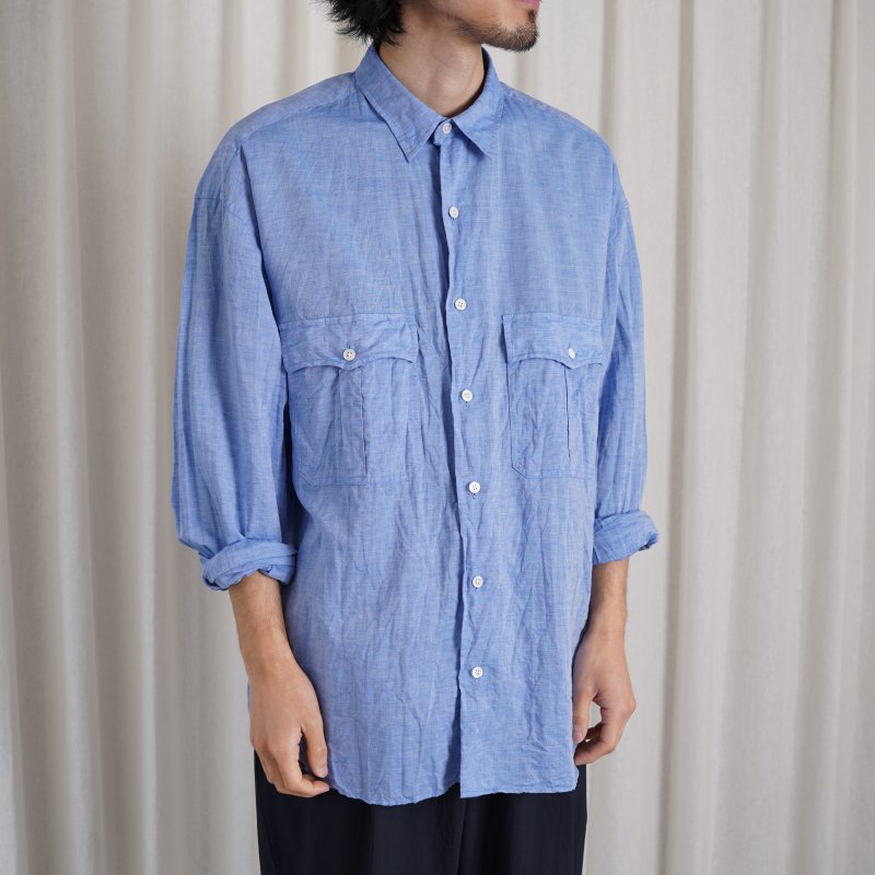 Porter Classic ポータークラシック】 ROLL UP LINEN COTTON SHIRT (CANCLINI) / BLUE -  Avelia ONLINE STORE