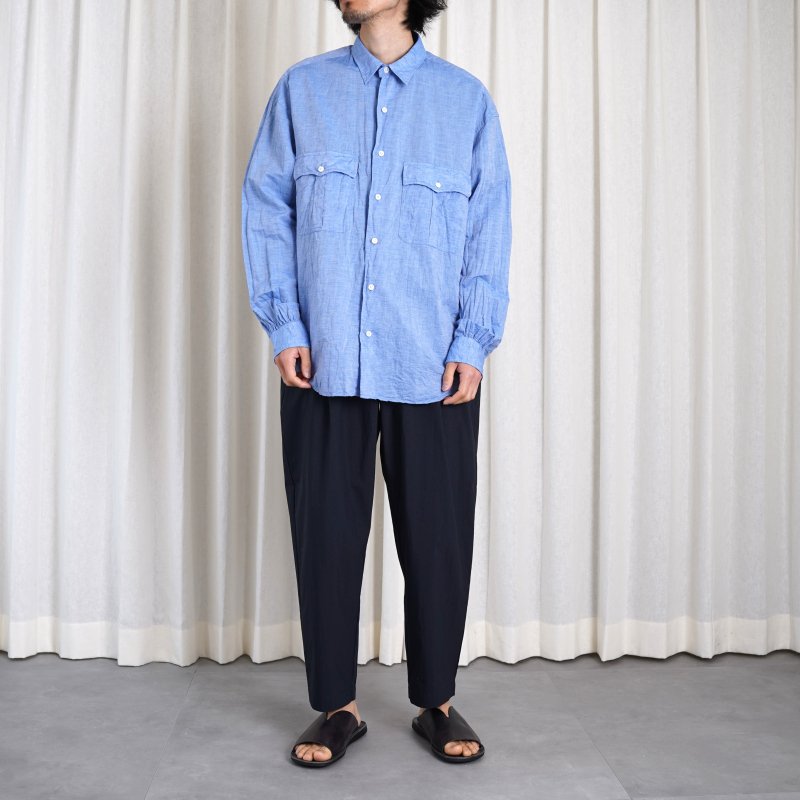 Porter Classic ポータークラシック】 ROLL UP LINEN COTTON SHIRT (CANCLINI) / BLUE -  Avelia ONLINE STORE