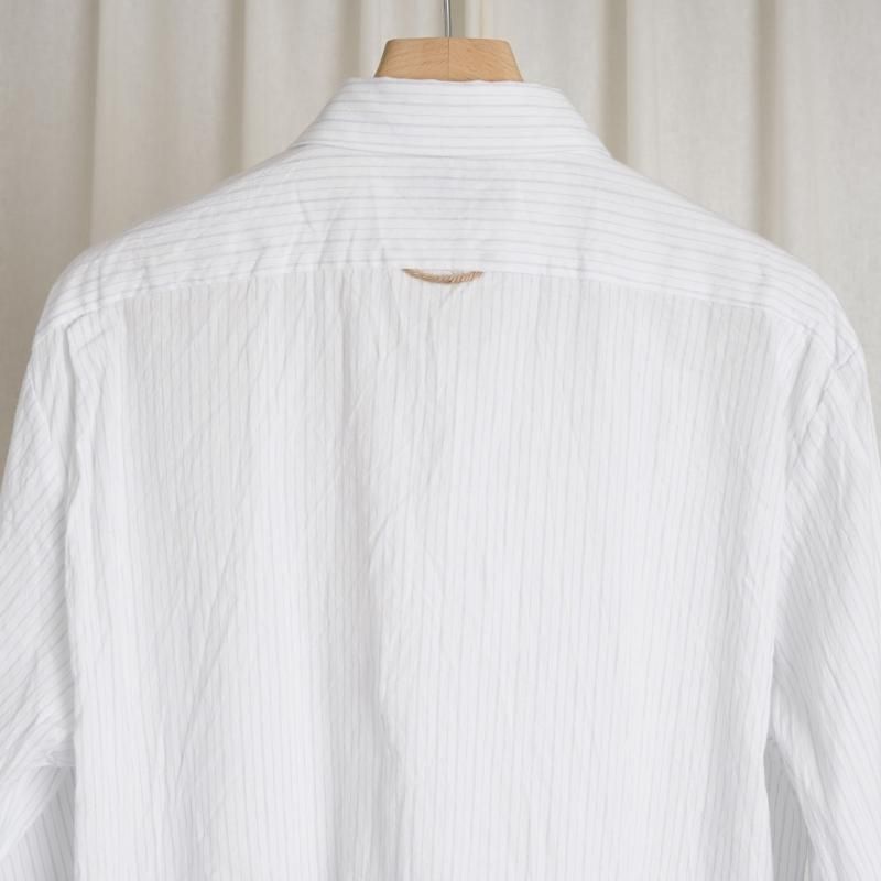 YAECA ヤエカ】 CANVAS DESIGN LONG P/O SHIRT / K.SAX-S