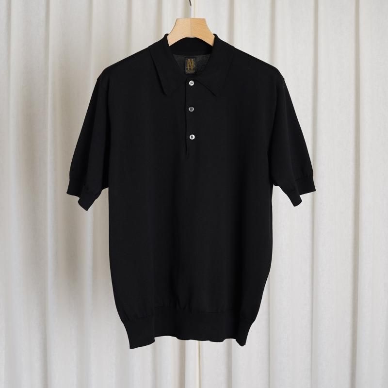 【BATONER バトナー】 THE SEAISLAND COTTON HIGH GAUGE POLO S/S / BLACK