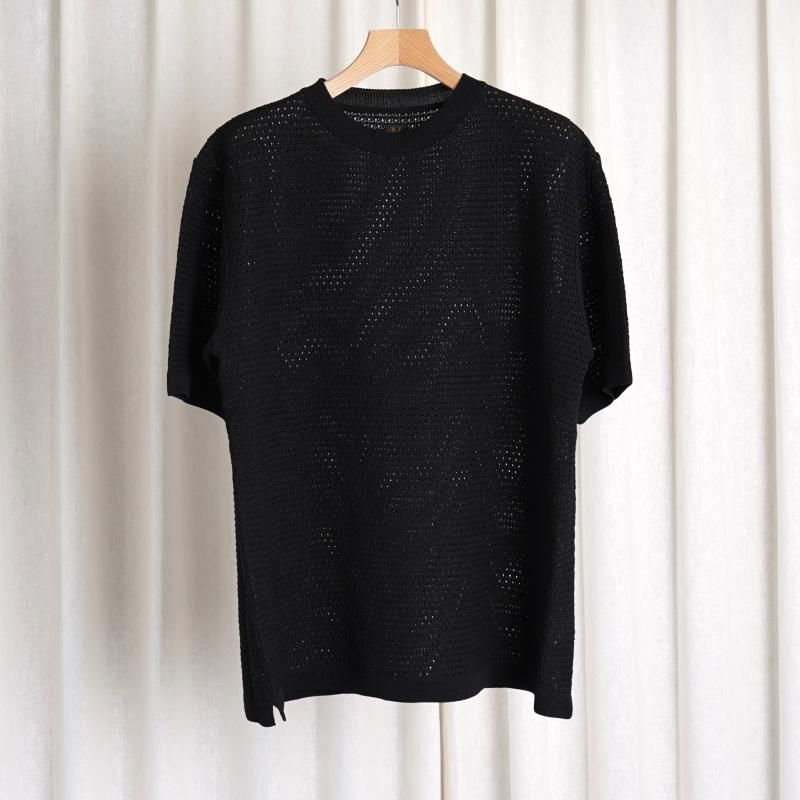 【24SS】【BATONER バトナー】 WOODPULP SUMMER KNIT CREW NECK S/S / BLACK