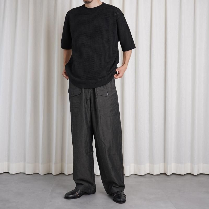 24SSۡBATONER Хȥʡ WOODPULP SUMMER KNIT CREW NECK S/S / BLACK
