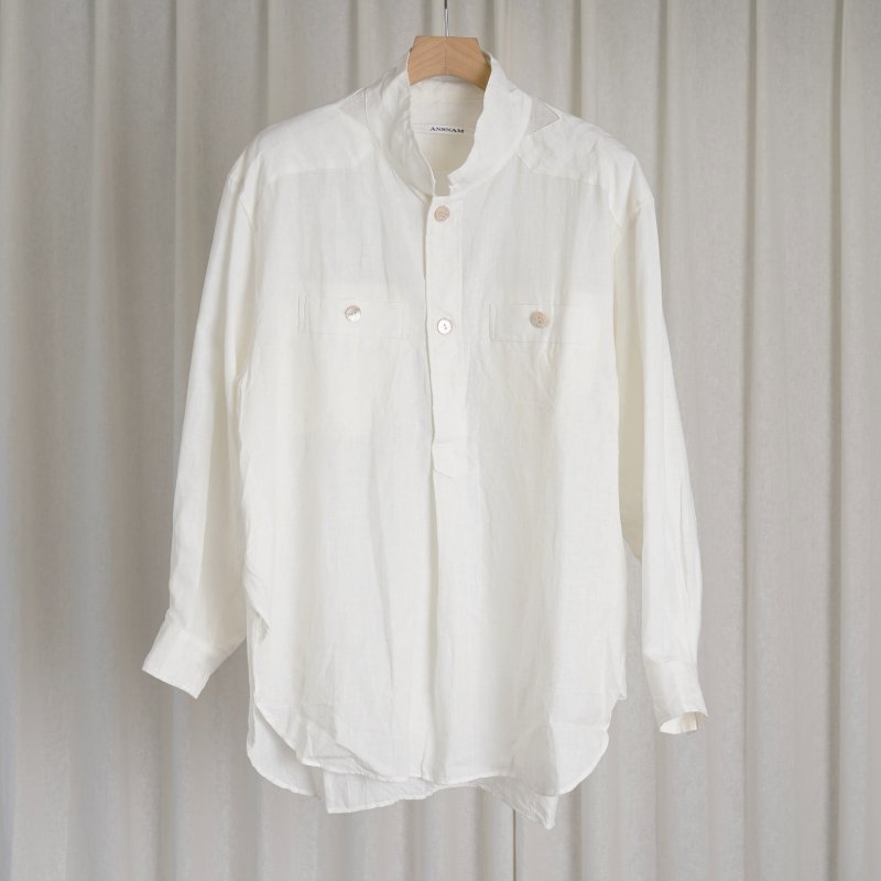 24SS】 【ANSNAM アンスナム 】 牛飼いシャツP/O/ WHITE Avelia ONLINE STORE