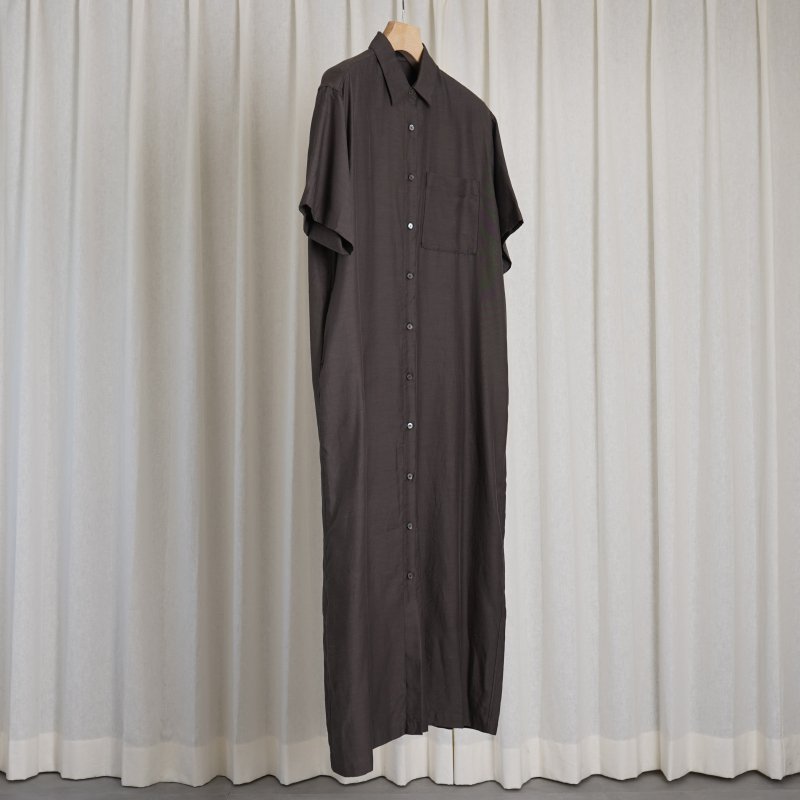  24SS WIRROW  CUPRO COTTON HALF SLEEVE SHIRT DRESS -WOMEN- / MOCHA