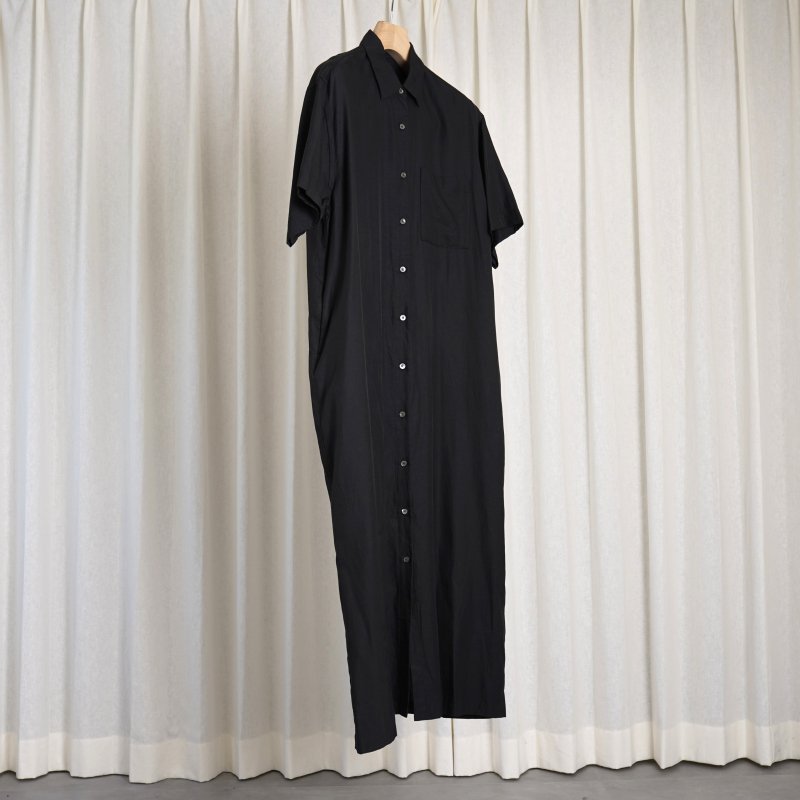  24SS WIRROW  CUPRO COTTON HALF SLEEVE SHIRT DRESS -WOMEN- / BLACK