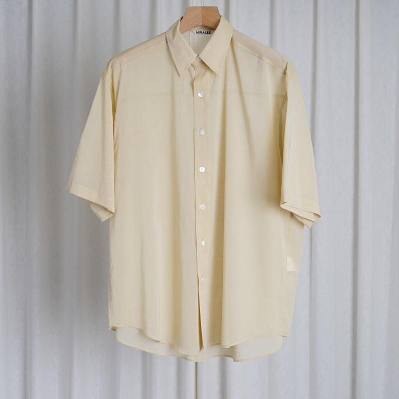 【24SS】【AURALEE オーラリー】 HARD TWIST FINX ORGANDY HALF SLEEVED SHIRT / LIGHT YELLOW CHAMBRAY