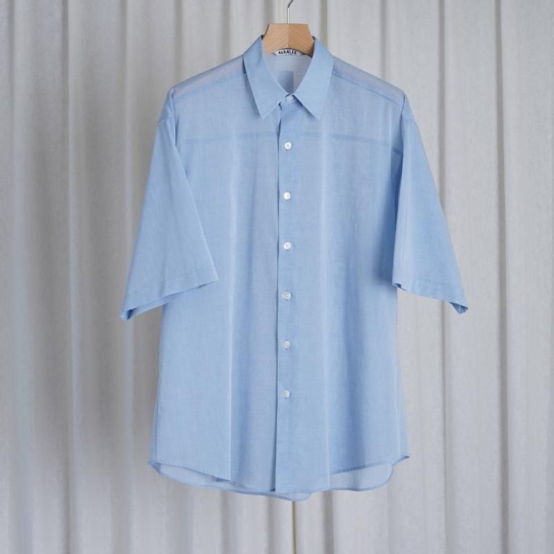 【24SS】【AURALEE オーラリー】 HARD TWIST FINX ORGANDY HALF SLEEVED SHIRT / SAX BLUE CHAMBRAY