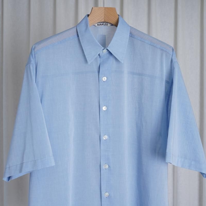 24SSۡAURALEE ꡼ HARD TWIST FINX ORGANDY HALF SLEEVED SHIRT / SAX BLUE CHAMBRAY