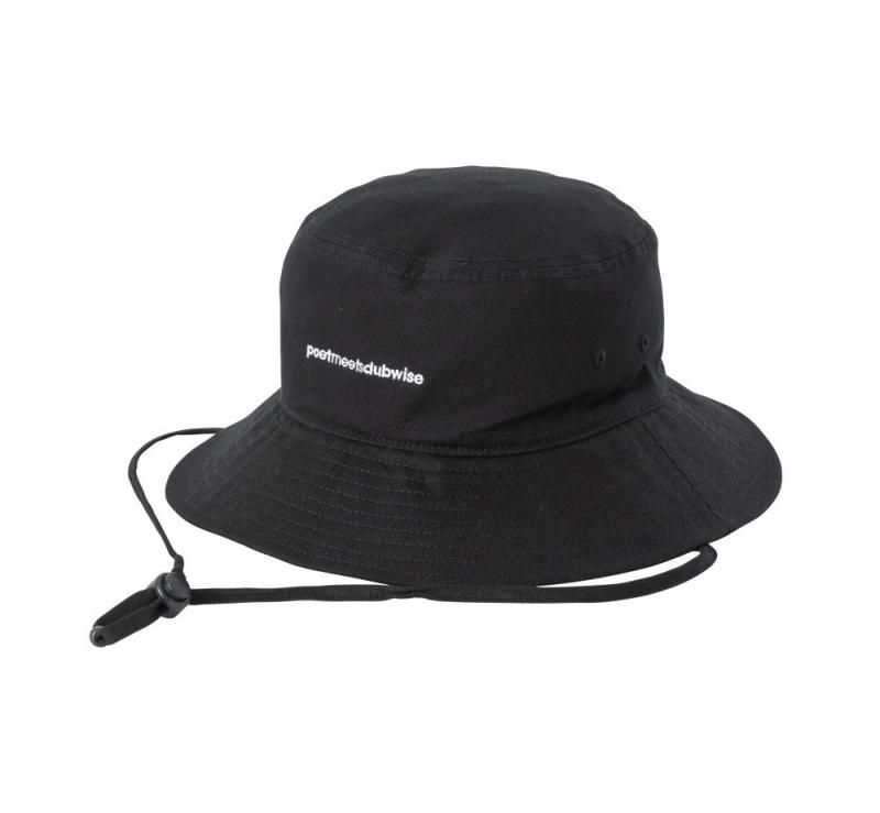 【POET MEETS DUBWISE ポエット ミーツ ダブワイズ】PMD EMBROIDERY WIDE BRIM HAT / BLACK