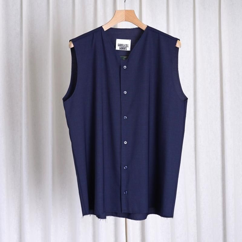 【GABRIELA COLL GARMENTS ガブリエラ コール ガーメンツ】 LORO PIANA FINE WOOL SLEEVELESS BLOUSE / BLUE