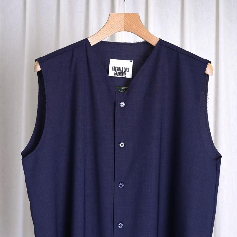 GABRIELA COLL GARMENTS ֥ꥨ  ġ LORO PIANA FINE WOOL SLEEVELESS BLOUSE / BLUE