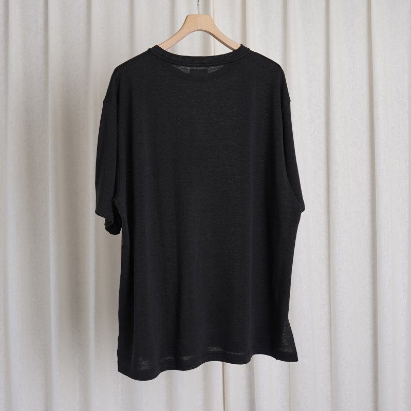 WIRROW ウィロウ】 LINEN COTTON HALF SLEEVE CUT＆SEWN / BLACK - Avelia ONLINE STORE