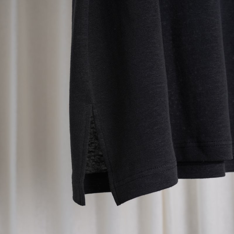 WIRROW ウィロウ】 LINEN COTTON HALF SLEEVE CUT＆SEWN / BLACK - Avelia ONLINE STORE