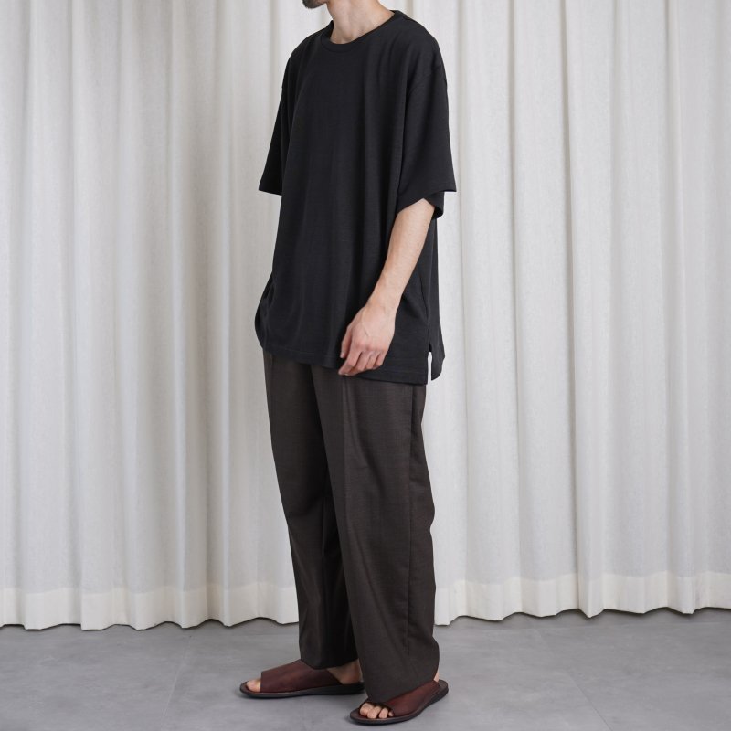 WIRROW ウィロウ】 LINEN COTTON HALF SLEEVE CUT＆SEWN / BLACK - Avelia ONLINE STORE