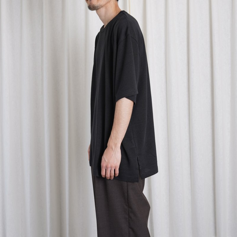 WIRROW ウィロウ】 LINEN COTTON HALF SLEEVE CUT＆SEWN / BLACK - Avelia ONLINE STORE