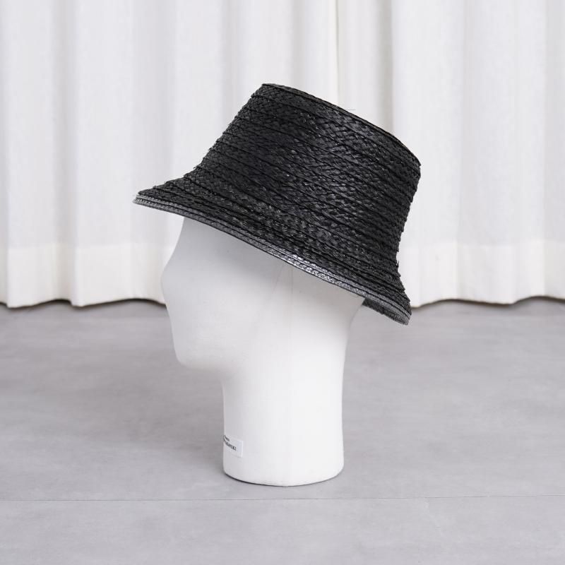 KIJIMA TAKAYUKI ޥ業 RAFFIA BRAID BUCKET HAT / BLACK