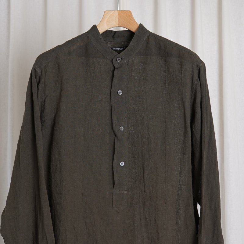 MAATEE＆SONS マーティーアンドサンズ】 PULL OVER SHIRTS ドS LINEN / KHAKI - Avelia ONLINE  STORE