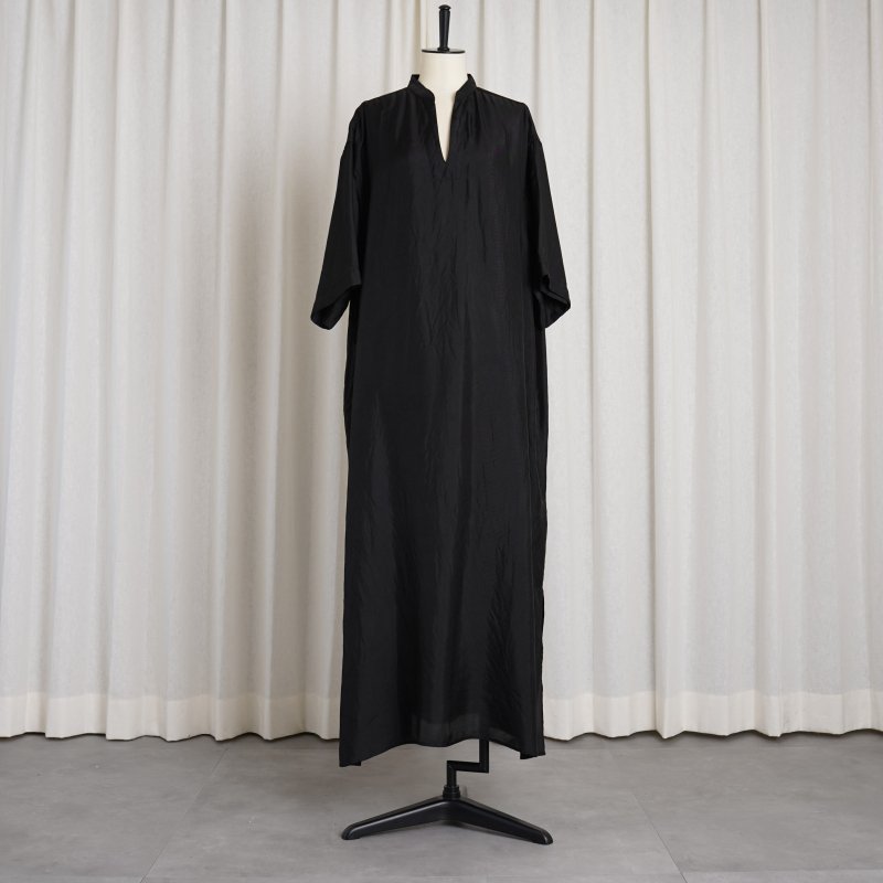  24SS WIRROW  SILK SKIPPER DRESS -WOMEN- / BLACK