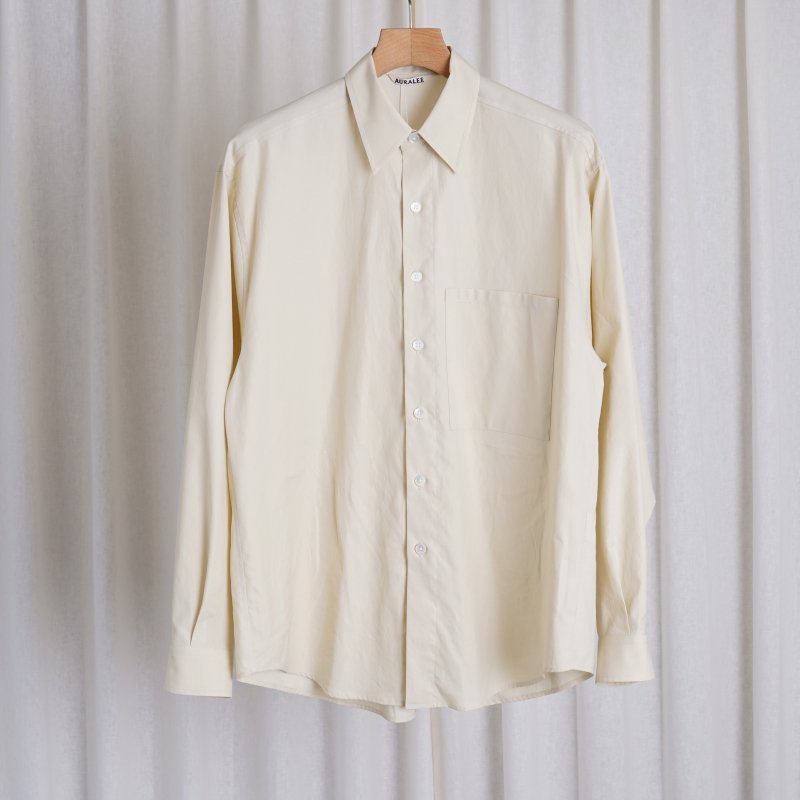 AURALEE オーラリー】 WASHED FINX TWILL BIG SHIRT / LIGHT BEIGE - Avelia ONLINE  STORE