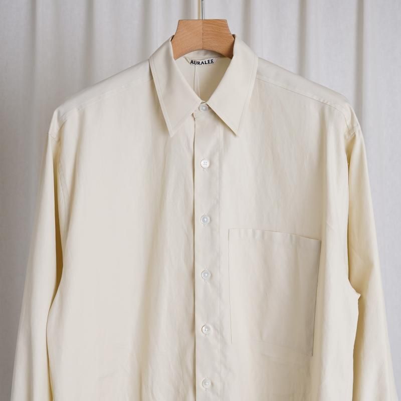 AURALEE オーラリー】 WASHED FINX TWILL BIG SHIRT / LIGHT BEIGE - Avelia ONLINE  STORE