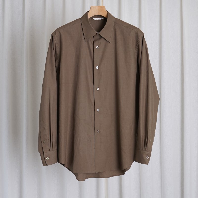 24A/WۡAURALEE ꡼ WASHED FINX TWILL SHIRT / BROWN
