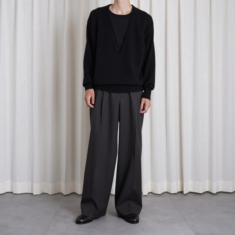 ssstein 奿 LONG WIDE TROUSERS / GREY KHAKI