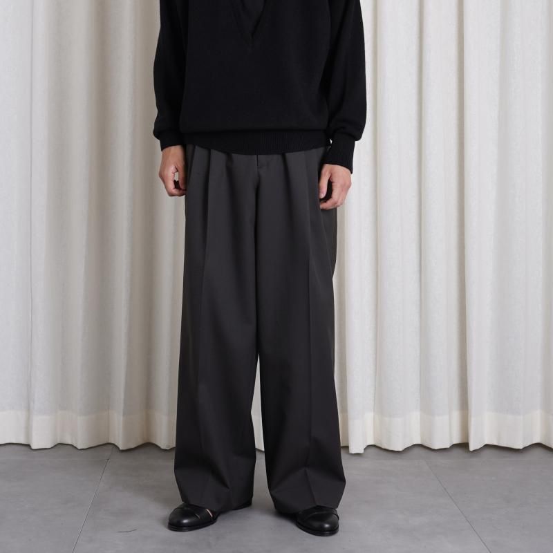 ssstein 奿 LONG WIDE TROUSERS / GREY KHAKI