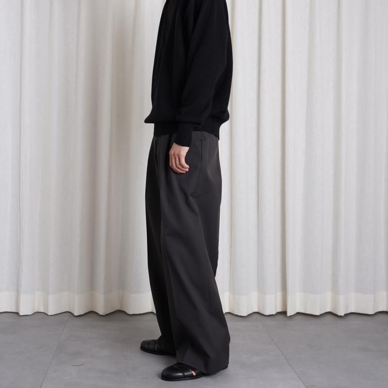 ssstein 奿 LONG WIDE TROUSERS / GREY KHAKI