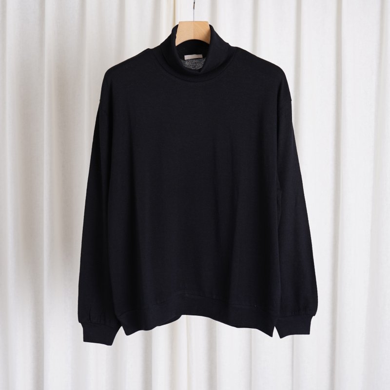  24A/W ULTERIOR ƥꥢ SUPER FINE WOOL COTTON TURTLE-NECK TOP /  BLACK