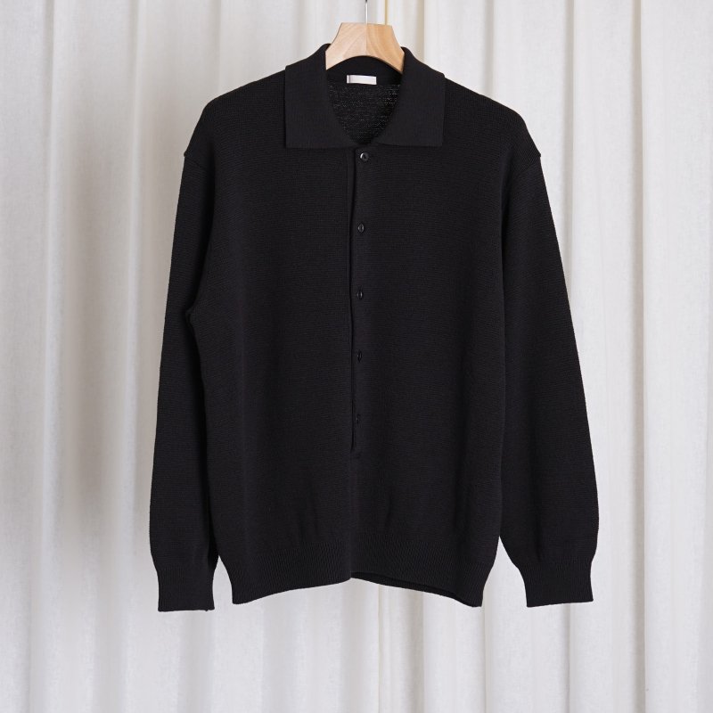  24A/W ULTERIOR ƥꥢ SUPER SOFT LOOSE MILANO RIB KNIT POLO / BLACK