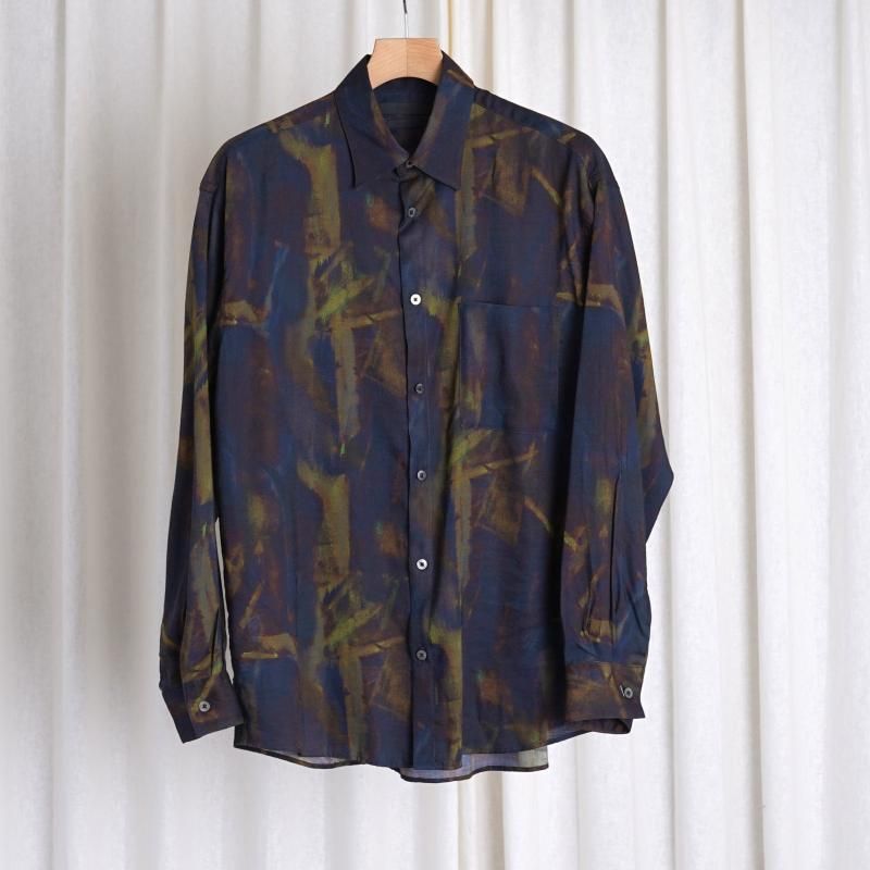 【YOKE ヨーク】PATTERNED REGULAR COLLAR SHIRT / NAVY