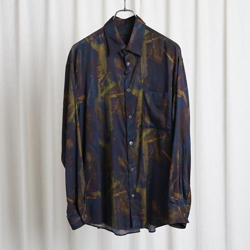 YOKE 衼PATTERNED REGULAR COLLAR SHIRT / NAVY