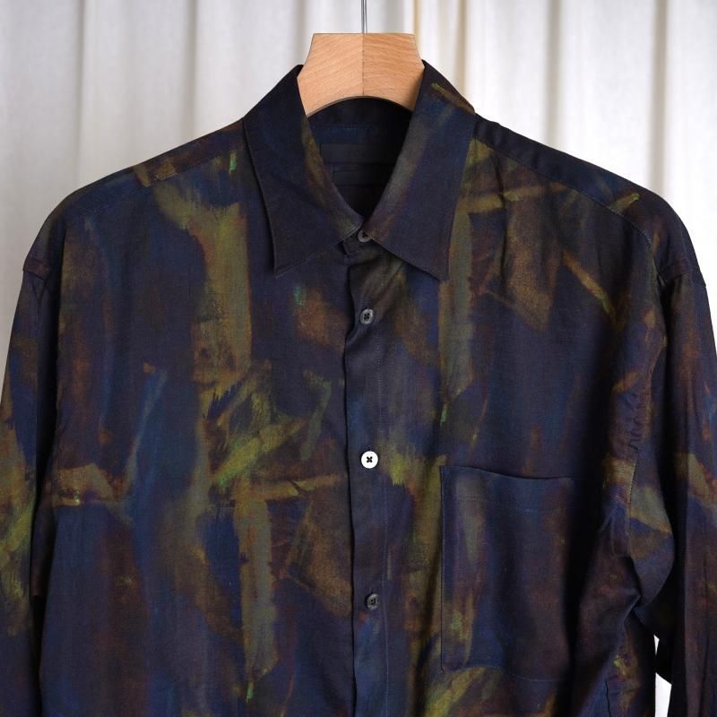 YOKE 衼PATTERNED REGULAR COLLAR SHIRT / NAVY