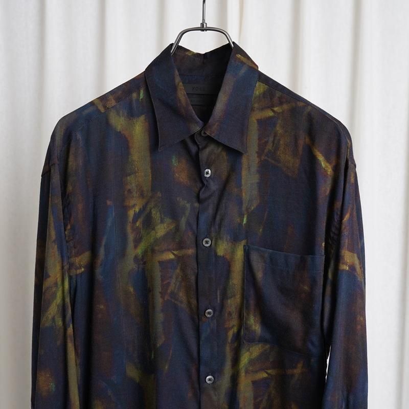 YOKE 衼PATTERNED REGULAR COLLAR SHIRT / NAVY