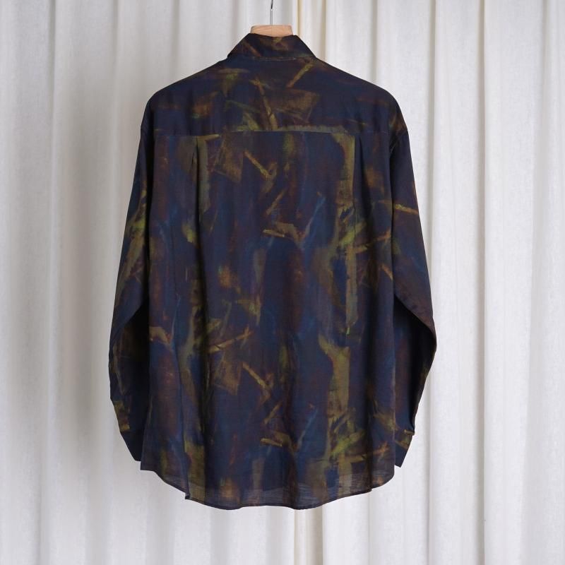YOKE 衼PATTERNED REGULAR COLLAR SHIRT / NAVY