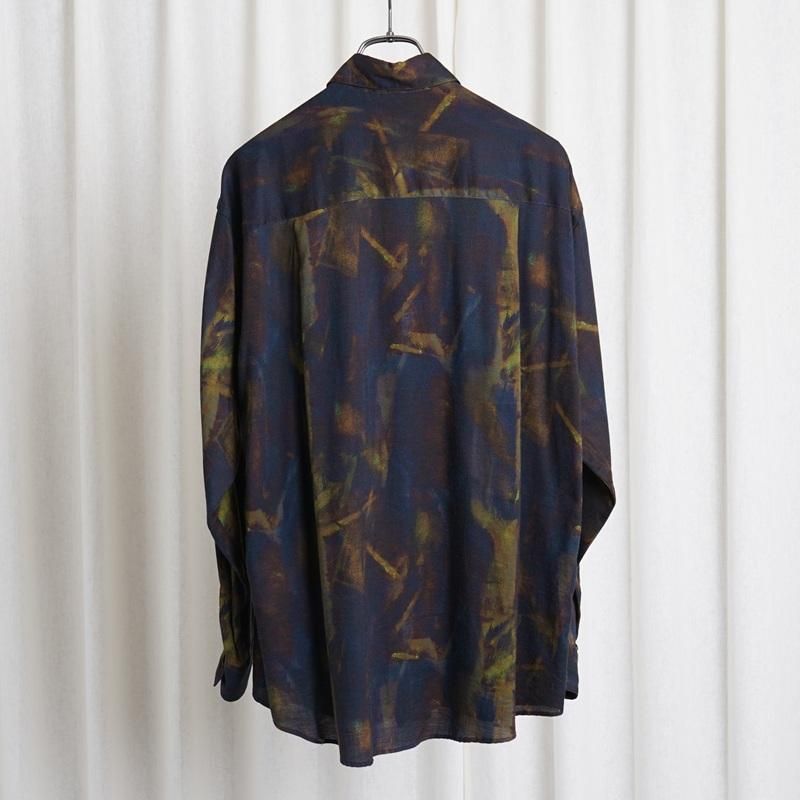 YOKE 衼PATTERNED REGULAR COLLAR SHIRT / NAVY