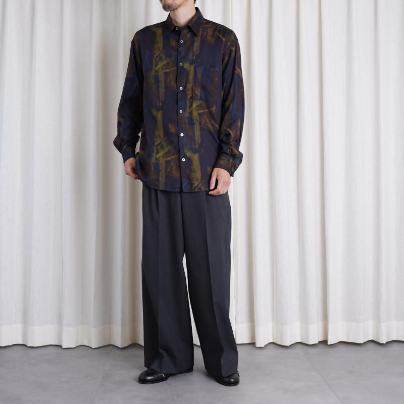 YOKE 衼PATTERNED REGULAR COLLAR SHIRT / NAVY