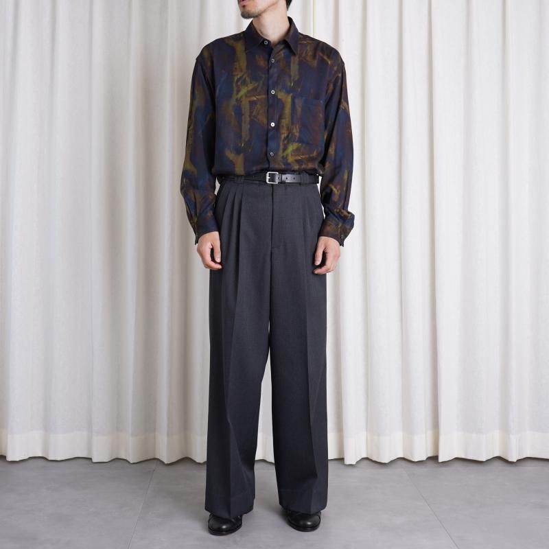 YOKE 衼PATTERNED REGULAR COLLAR SHIRT / NAVY