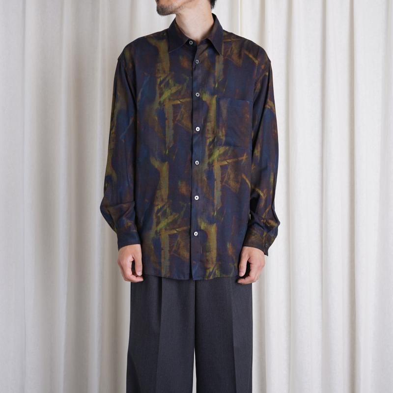 YOKE 衼PATTERNED REGULAR COLLAR SHIRT / NAVY