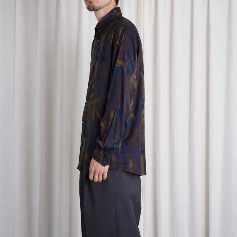 YOKE 衼PATTERNED REGULAR COLLAR SHIRT / NAVY