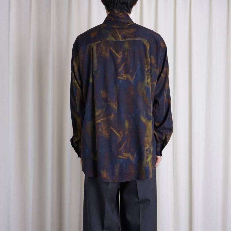 YOKE 衼PATTERNED REGULAR COLLAR SHIRT / NAVY