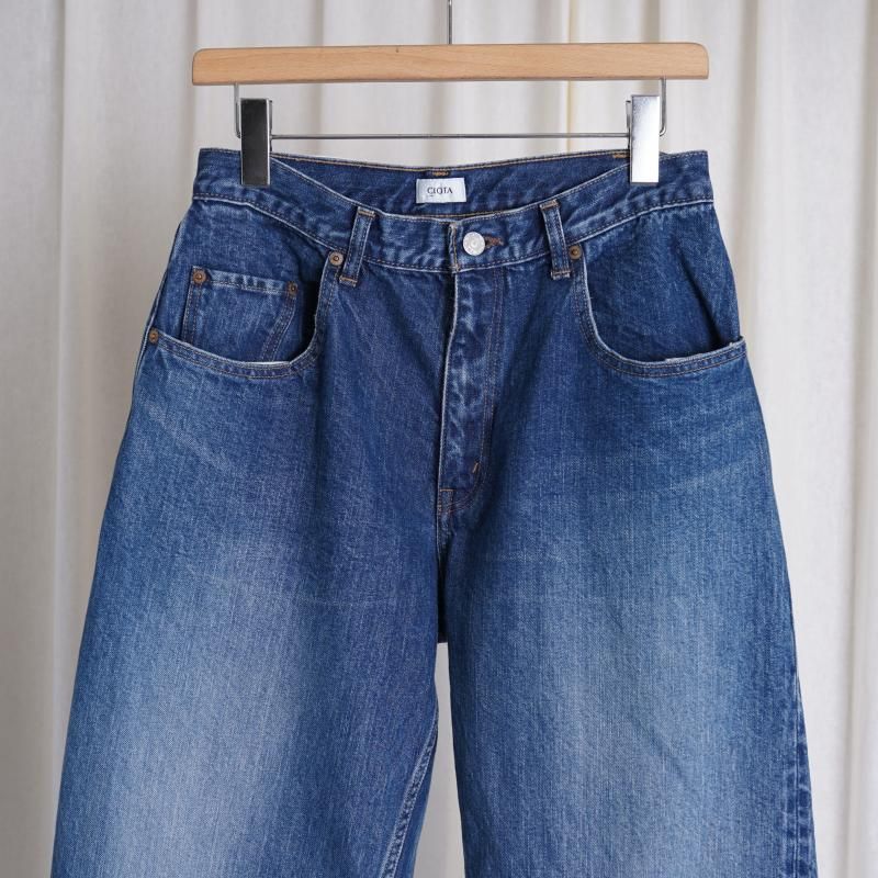  CIOTA  BAGGY 5 POCKET PANTS
 / MEDIUM DARK BLUE DAMAGE