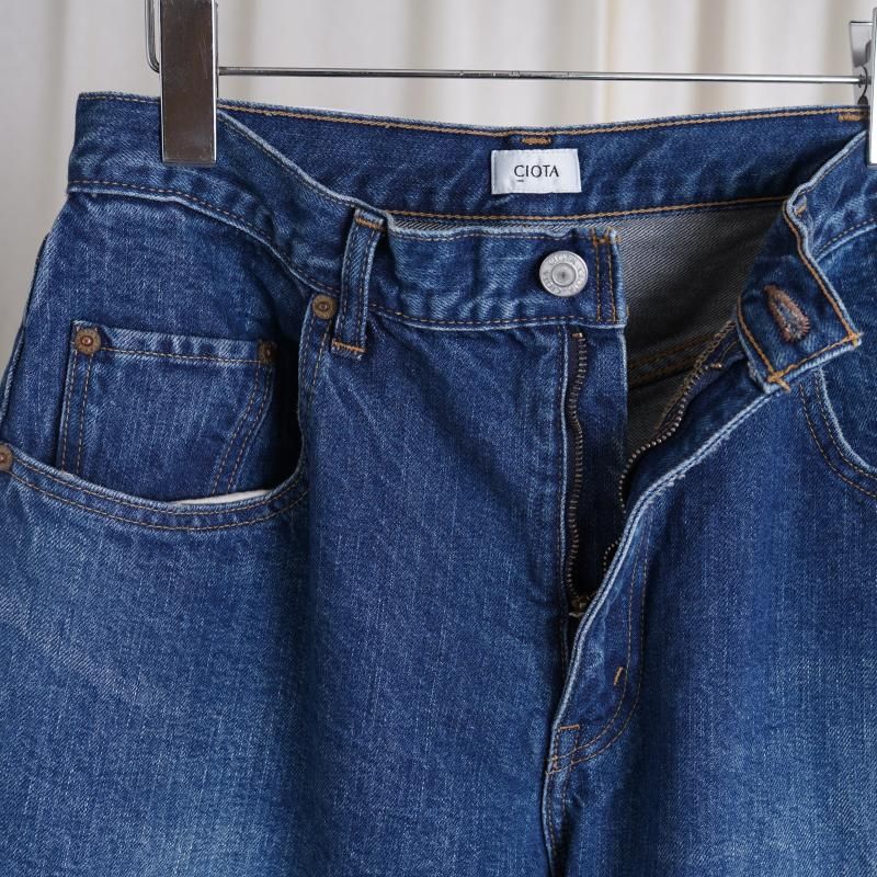  CIOTA  BAGGY 5 POCKET PANTS
 / MEDIUM DARK BLUE DAMAGE