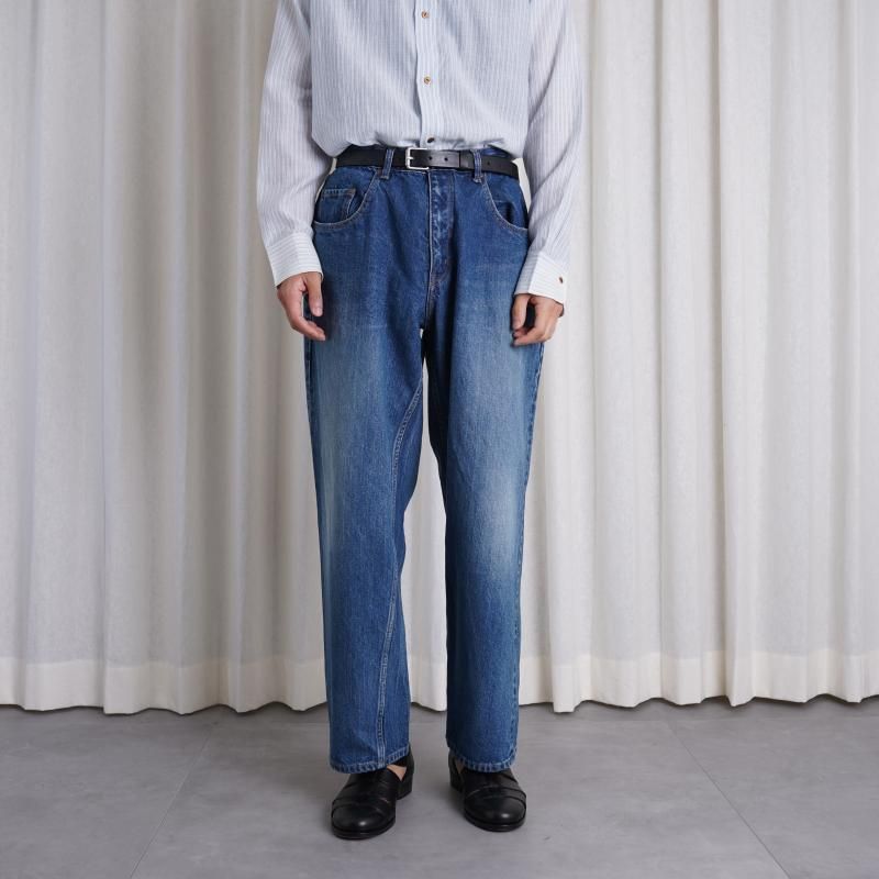  CIOTA  BAGGY 5 POCKET PANTS
 / MEDIUM DARK BLUE DAMAGE