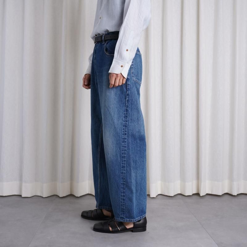  CIOTA  BAGGY 5 POCKET PANTS
 / MEDIUM DARK BLUE DAMAGE
