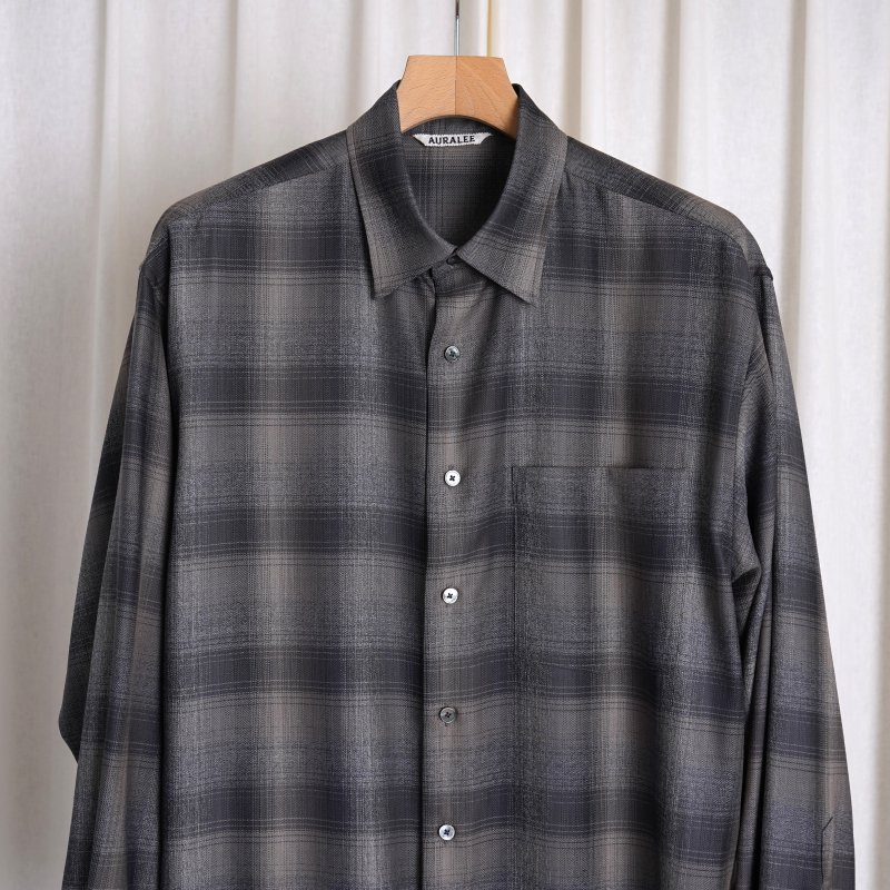 AURALEE オーラリー】 SUPER LIGHT WOOL CHECK SHIRT / CHARCOAL GRAY CHECK - Avelia  ONLINE STORE